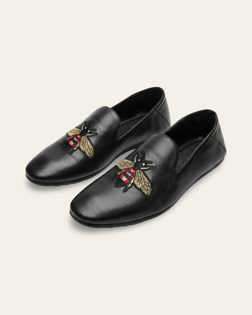 Black Leather Slippers Beetle — Shot 02