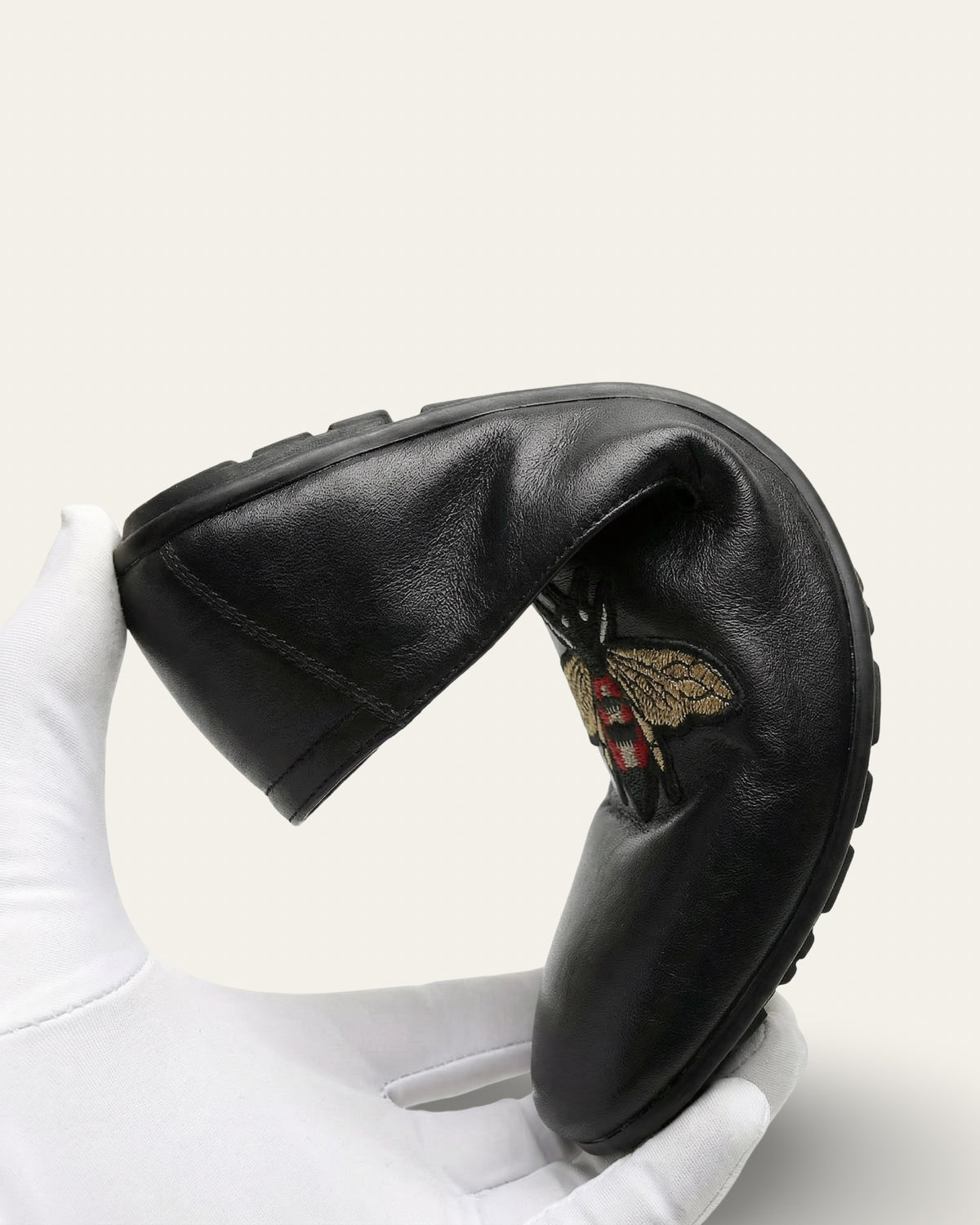 Black Leather Slippers Beetle — Shot 03