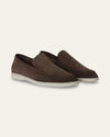 CHOCOLATE SUEDE LOAFERS — Shot 01
