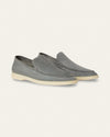 GREY SUEDE LOAFERS — Shot 01