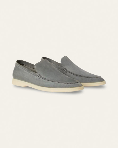 GREY SUEDE LOAFERS — Shot 01