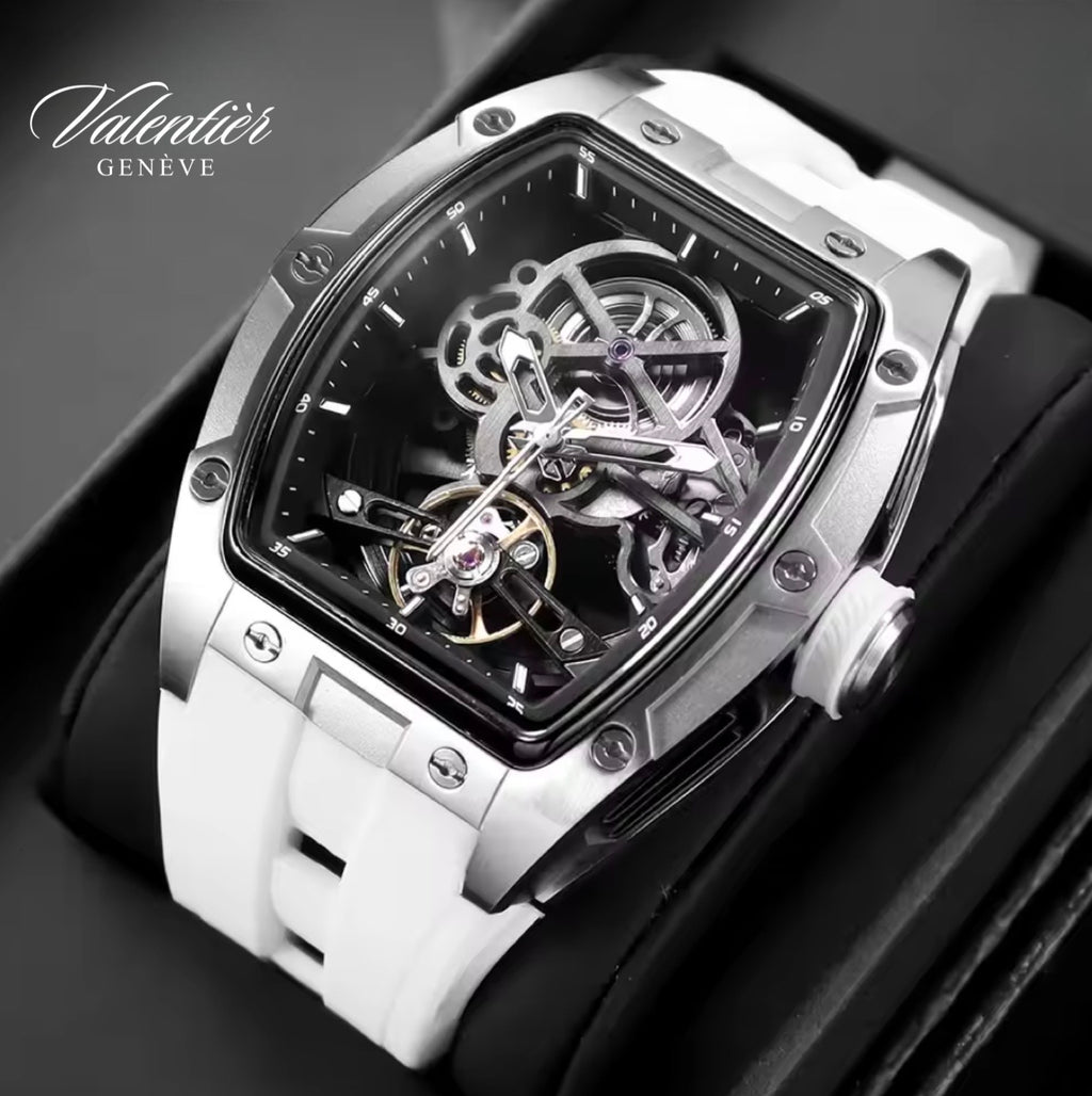 Valentier Genève Spectre S2 — White Black Skeleton Tonneau Chronographe