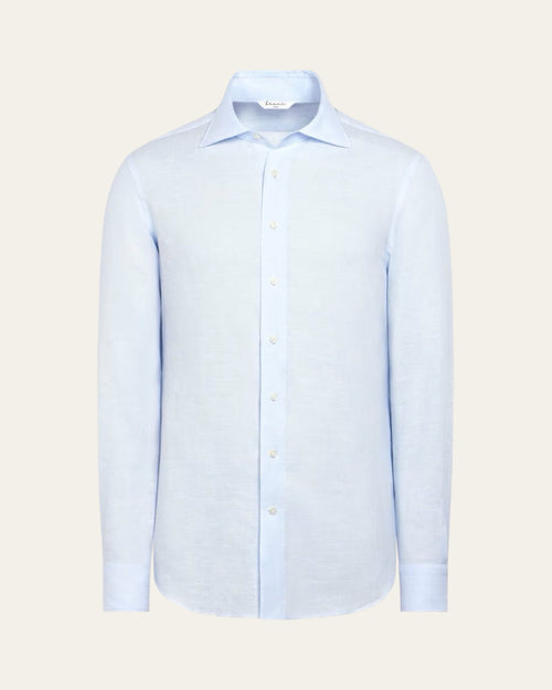 Linen Capri Blue Shirt — Shot 01