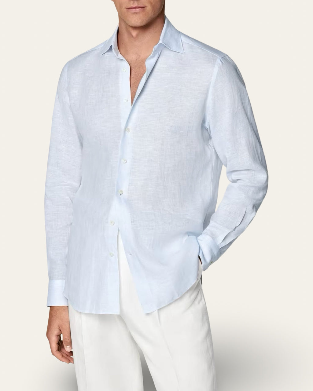 Linen Capri Blue Shirt — Shot 04