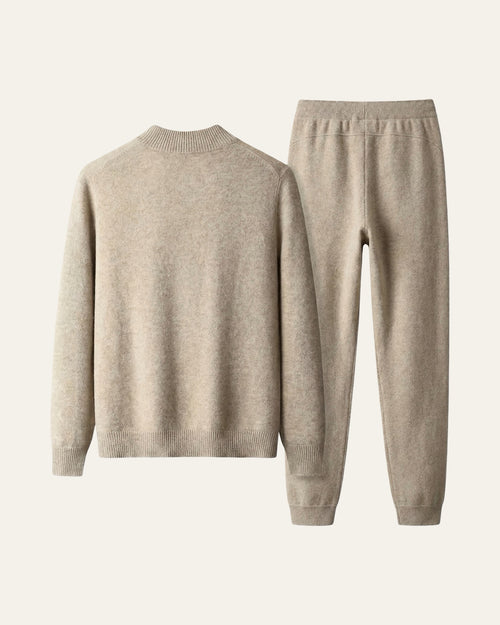 Merino Wool Knit Two-Piece Set Beige — Shot 02