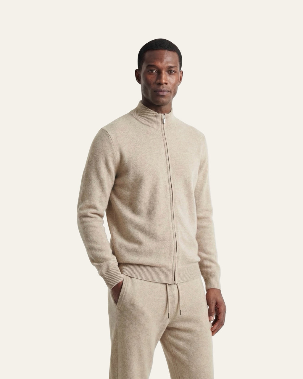 Merino Wool Knit Two-Piece Set Beige — Shot 04