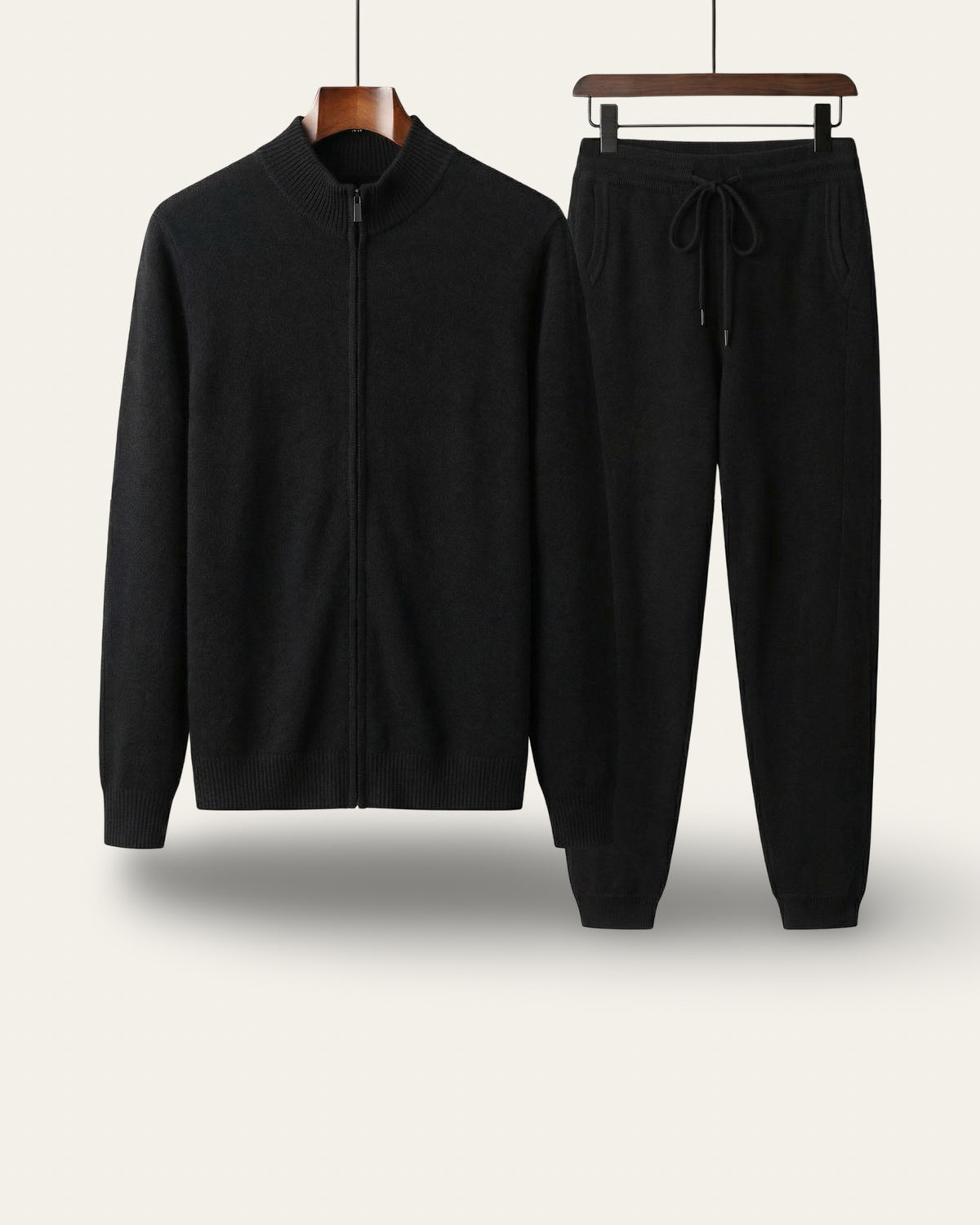 Merino Wool Knit Two-Piece Set Black — Shot 01