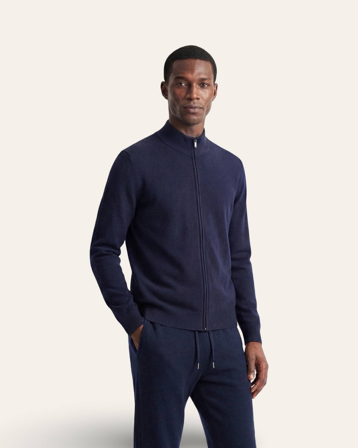 Merino Wool Knit Two-Piece Set Navy — Shot 04