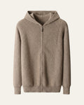 Merino Wool Zip Cardigan Beige — Shot 01