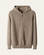 Merino Wool Zip Cardigan Beige — Shot 01