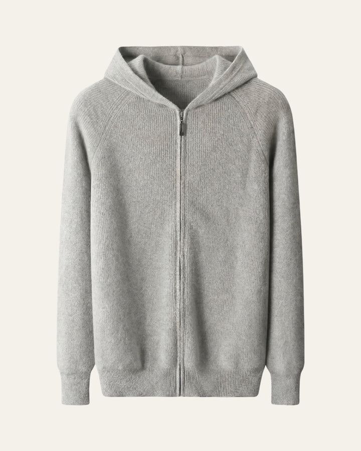 Merino Wool Zip Cardigan Grey — Shot 01