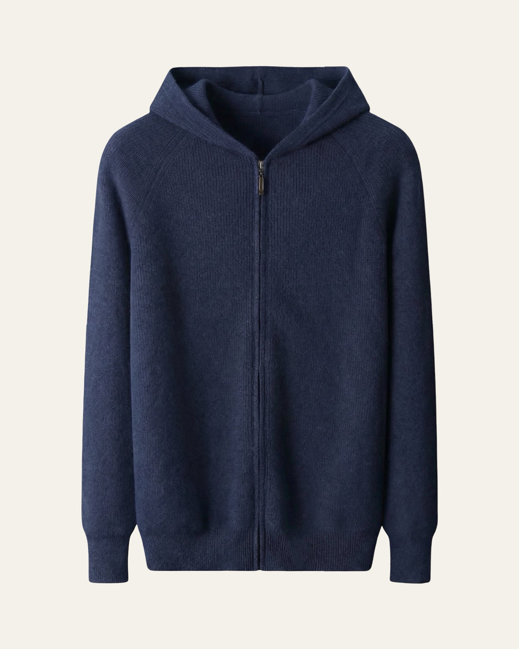 Merino Wool Zip Cardigan Navy — Shot 01