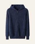 Merino Wool Zip Cardigan Navy — Shot 01