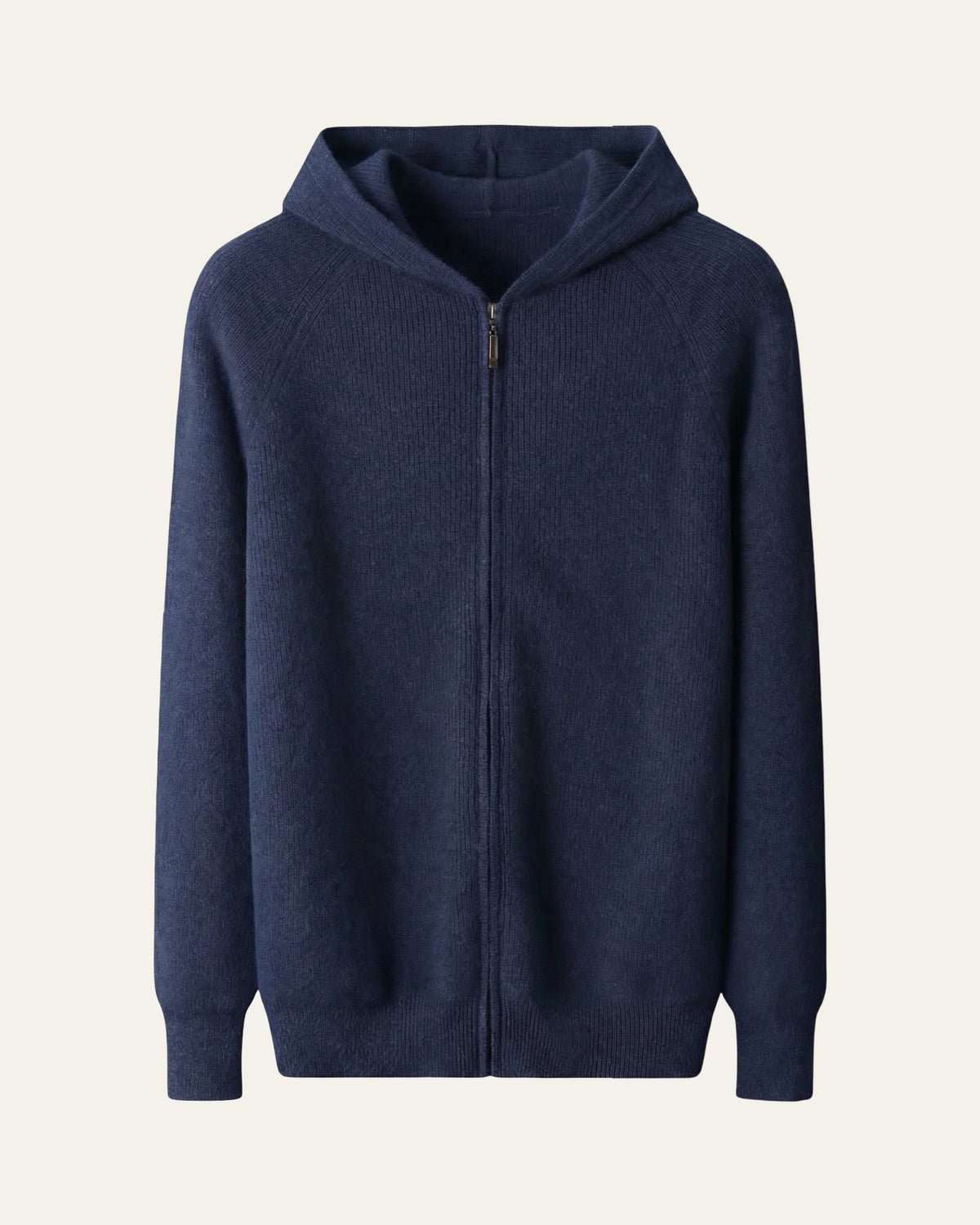 Merino Wool Zip Cardigan Navy — Shot 01