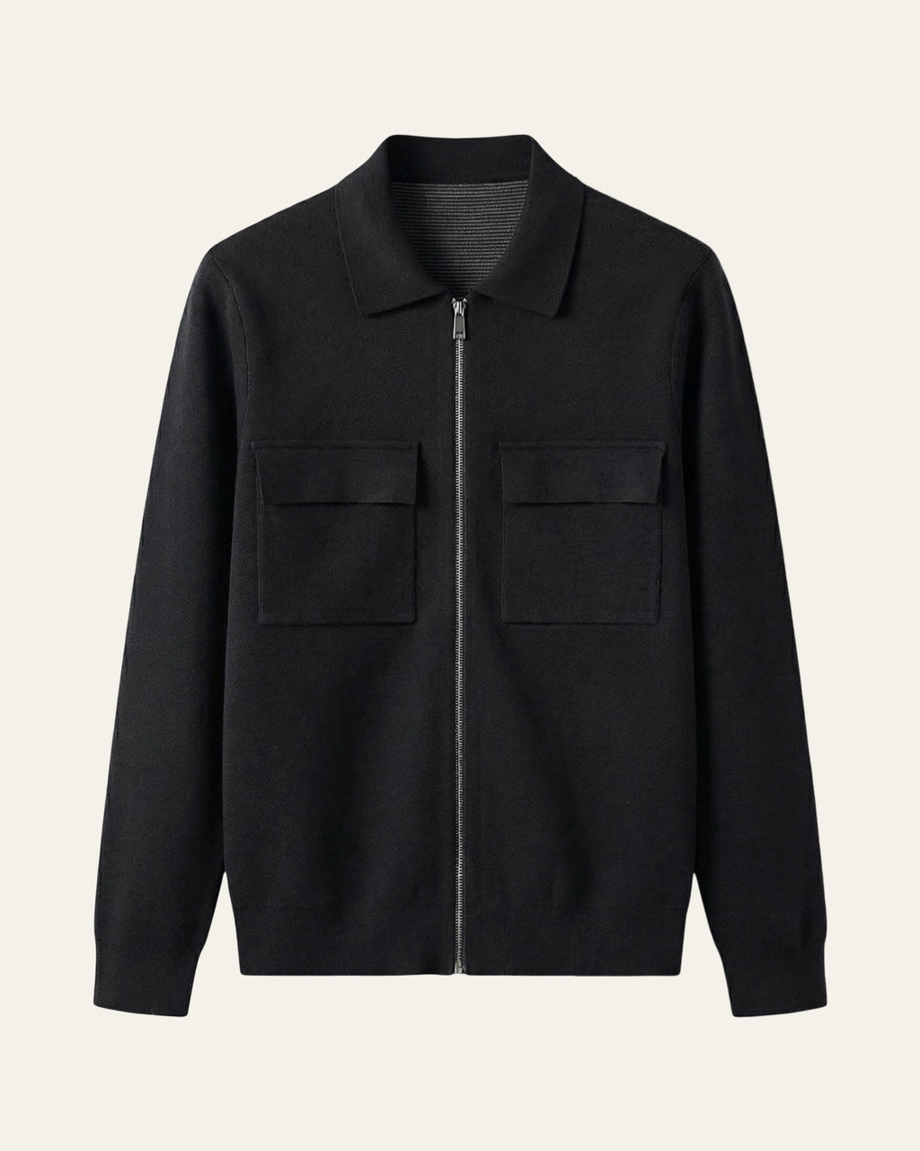 Merino Wool Zip Jacket Black — Shot 01