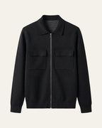 Merino Wool Zip Jacket Black — Shot 01