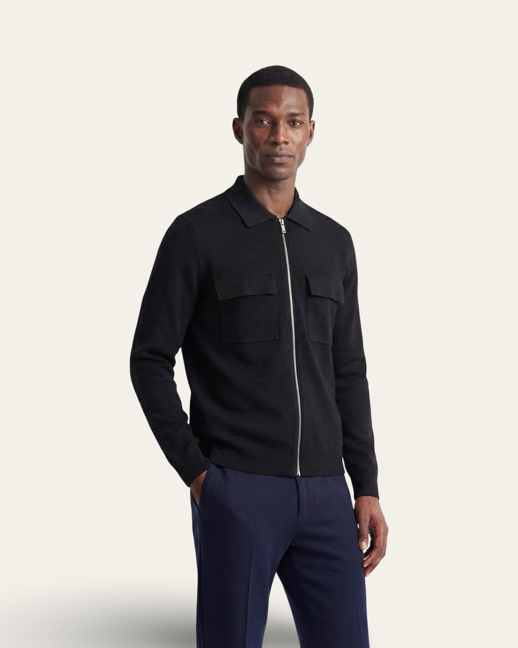 Merino Wool Zip Jacket Black — Shot 03