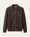 Merino Wool Zip Jacket Brown — Shot 01