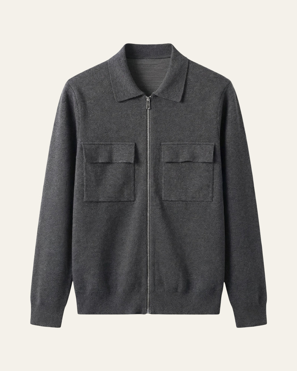 Merino Wool Zip Jacket Grey — Shot 01