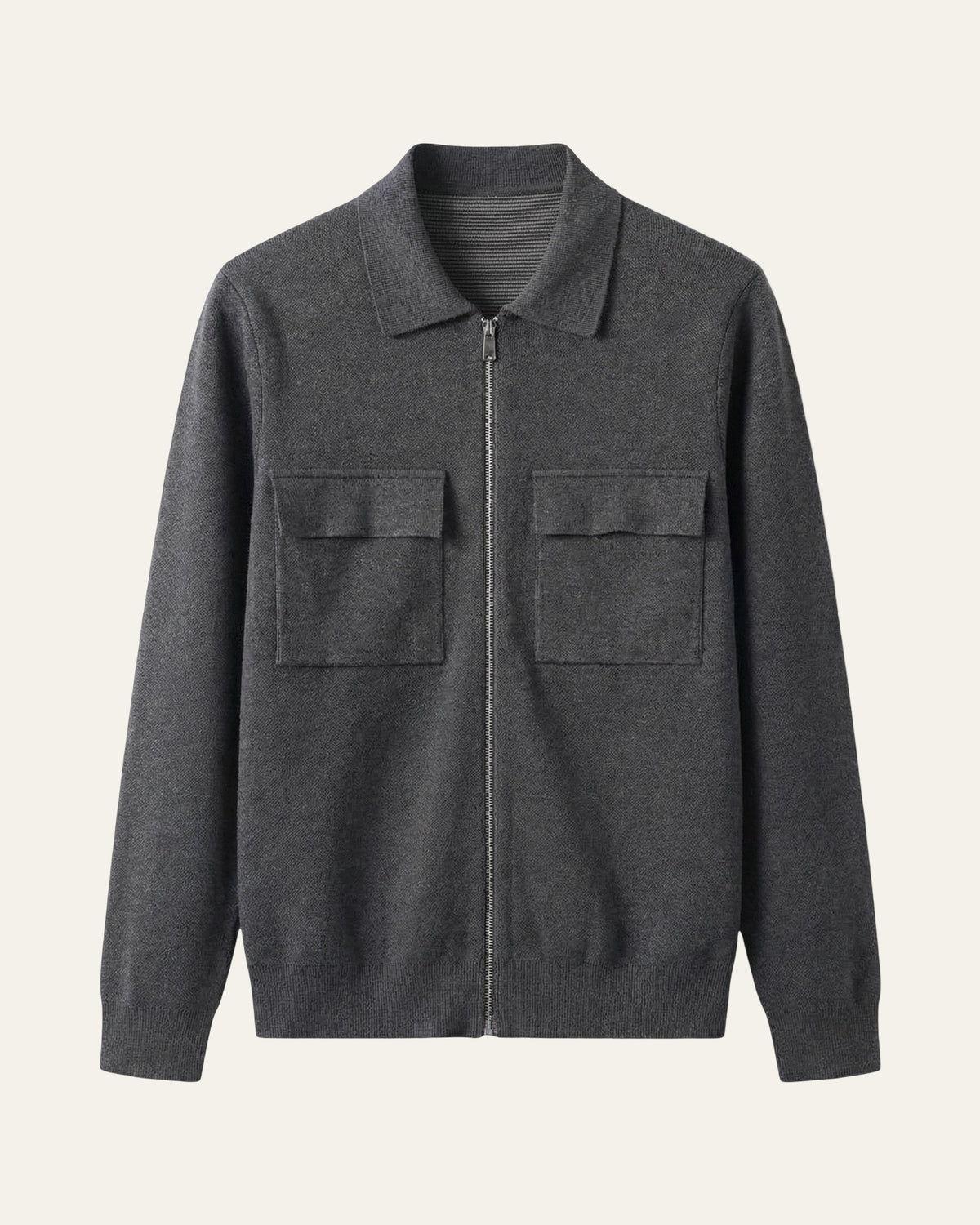 Merino Wool Zip Jacket Grey — Shot 01