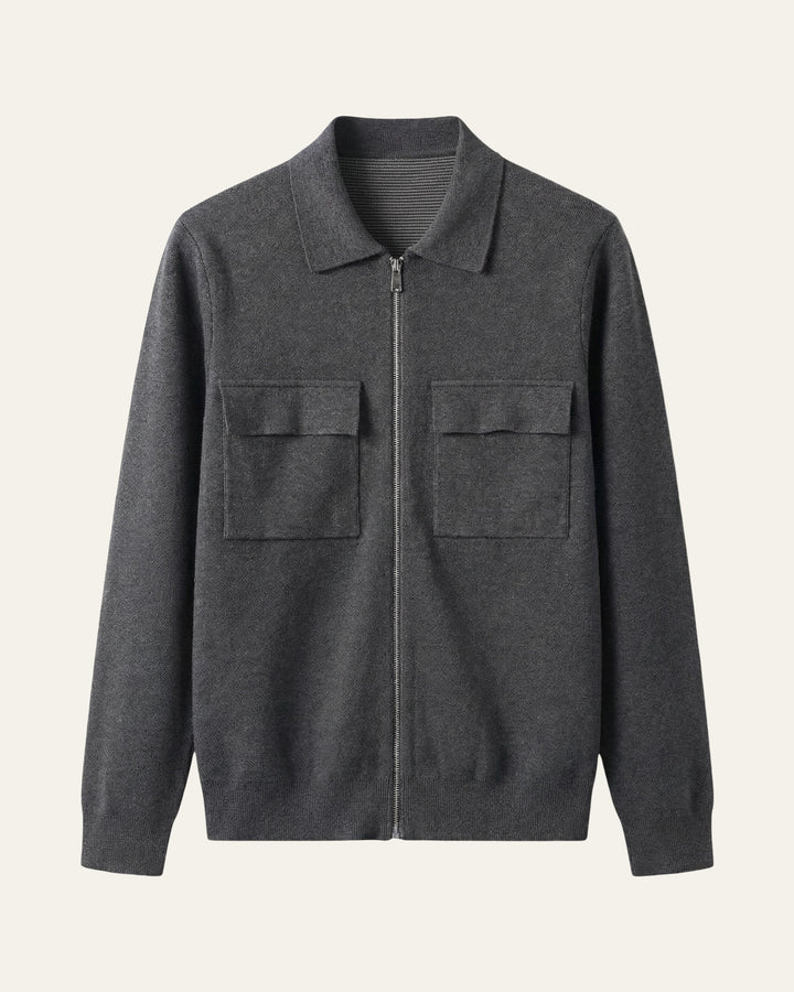 Merino Wool Zip Jacket Grey — Shot 01