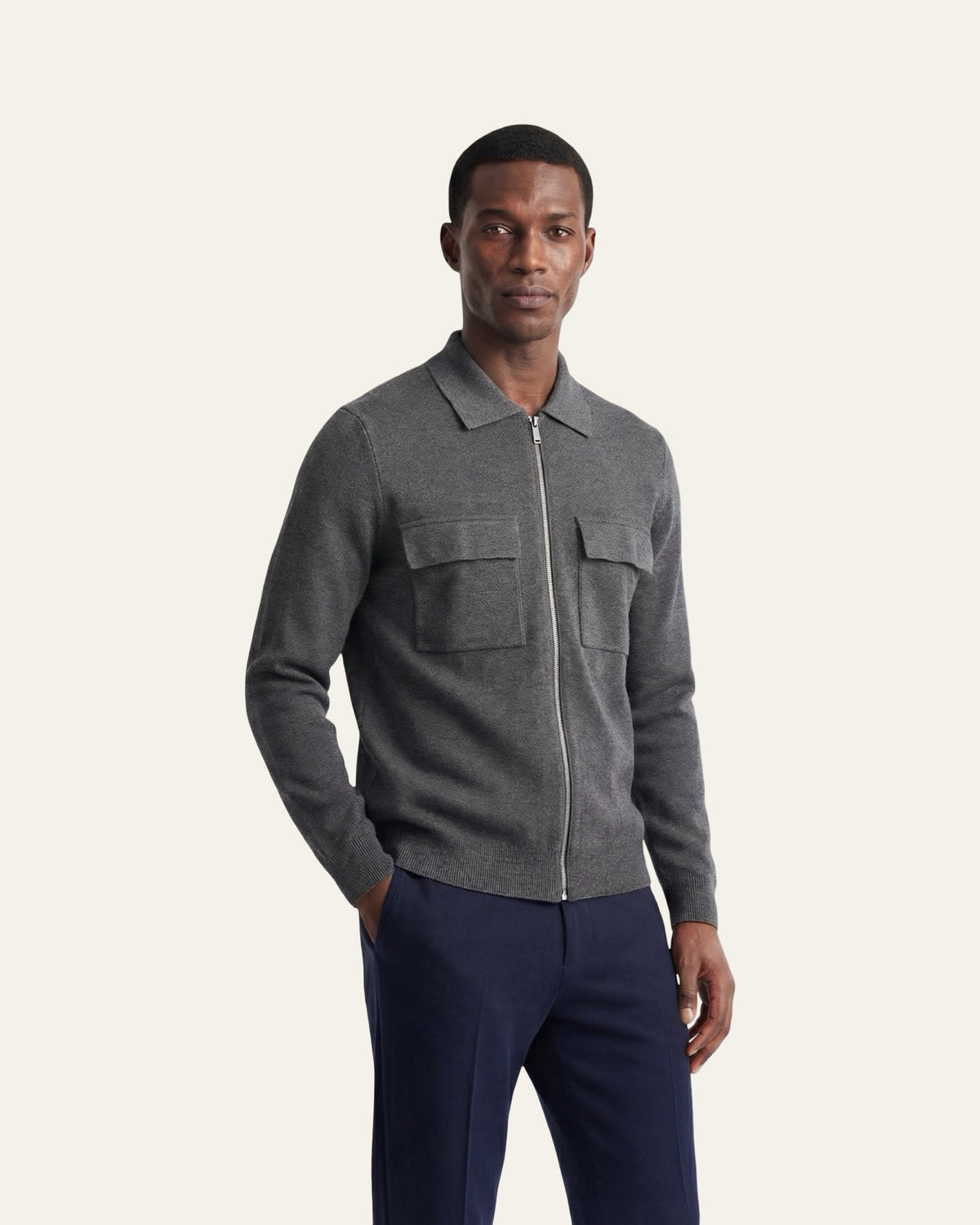 Merino Wool Zip Jacket Grey — Shot 03