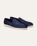 NAVY BLUE SUEDE LOAFERS — Shot 01