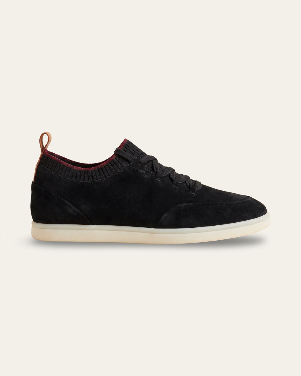 Nubuck Knit-Collar Sneaker — Black — Shot 01