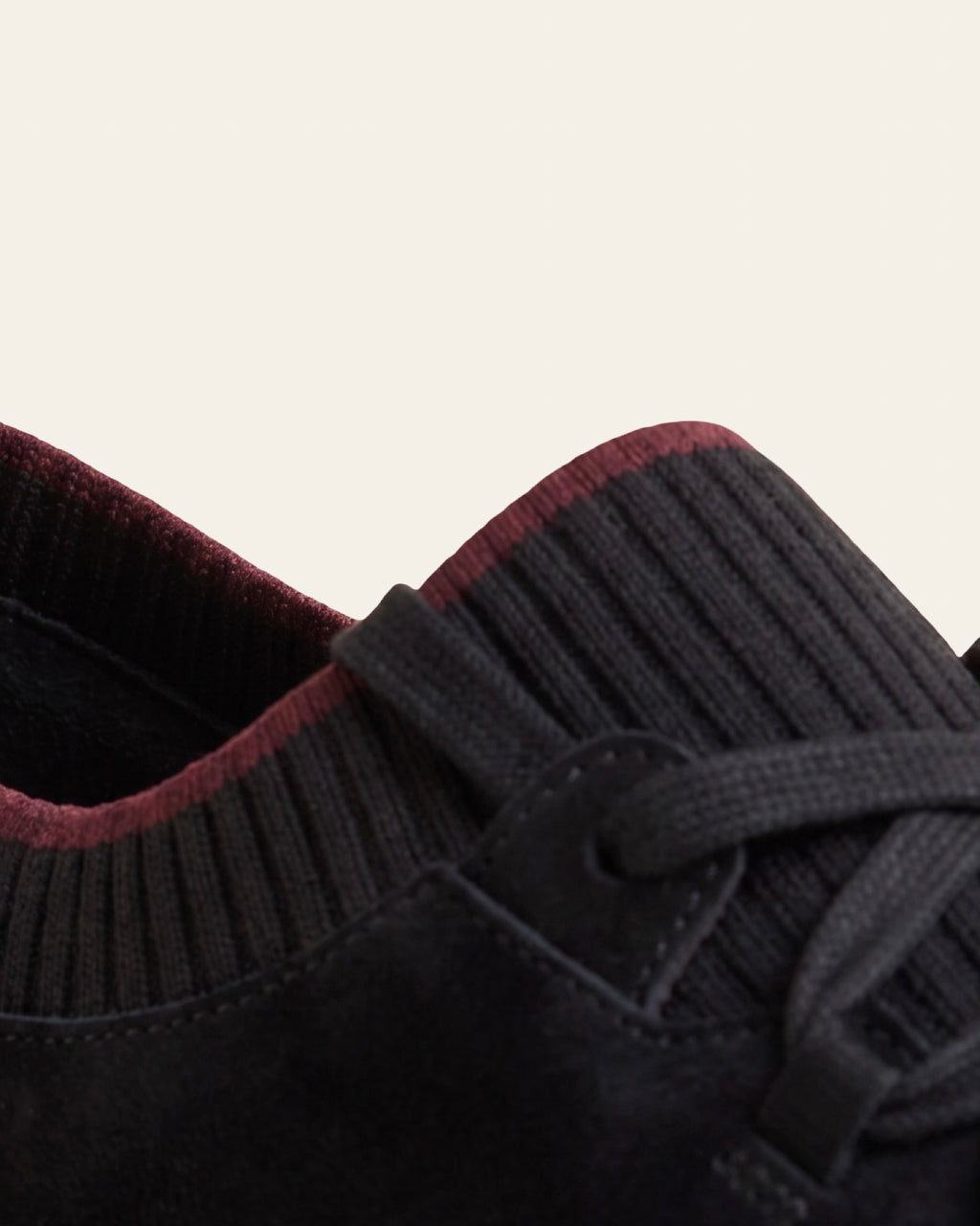 Nubuck Knit-Collar Sneaker — Black — Shot 04