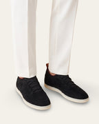 Nubuck Knit-Collar Sneaker — Black — Shot 05