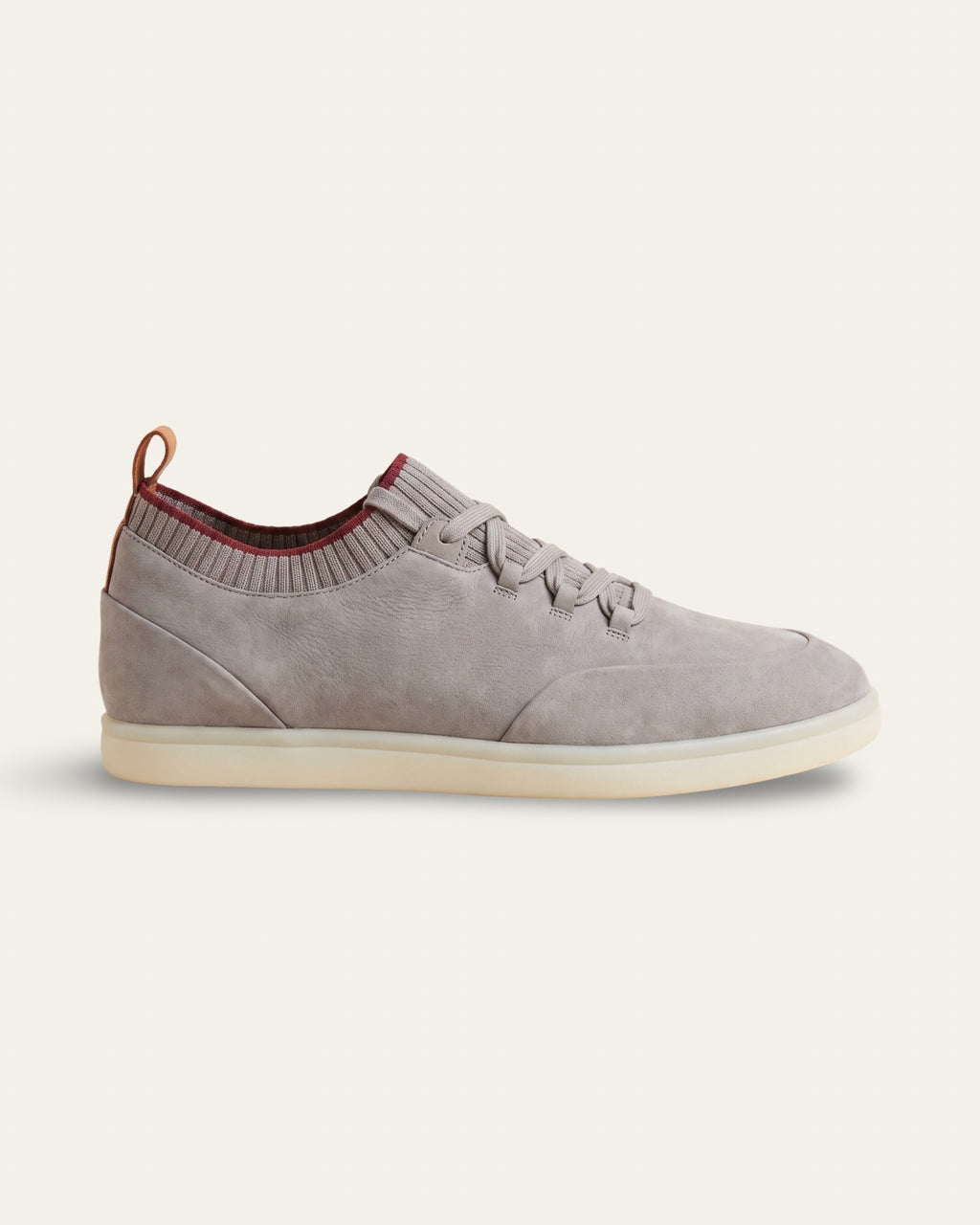 Nubuck Knit-Collar Sneaker — Grey — Shot 01