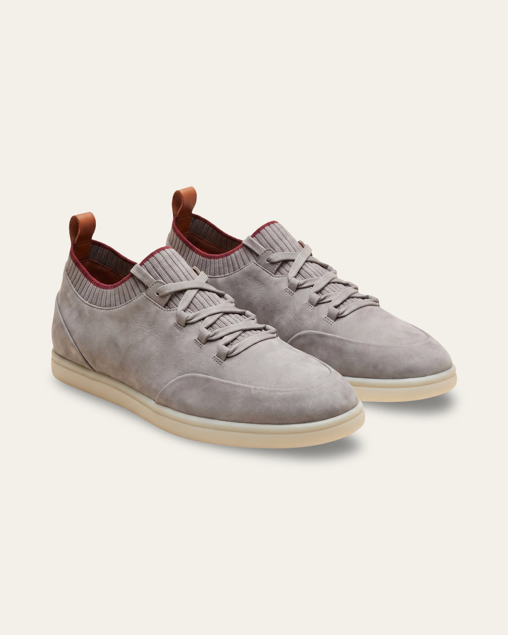 Nubuck Knit-Collar Sneaker — Grey — Shot 02