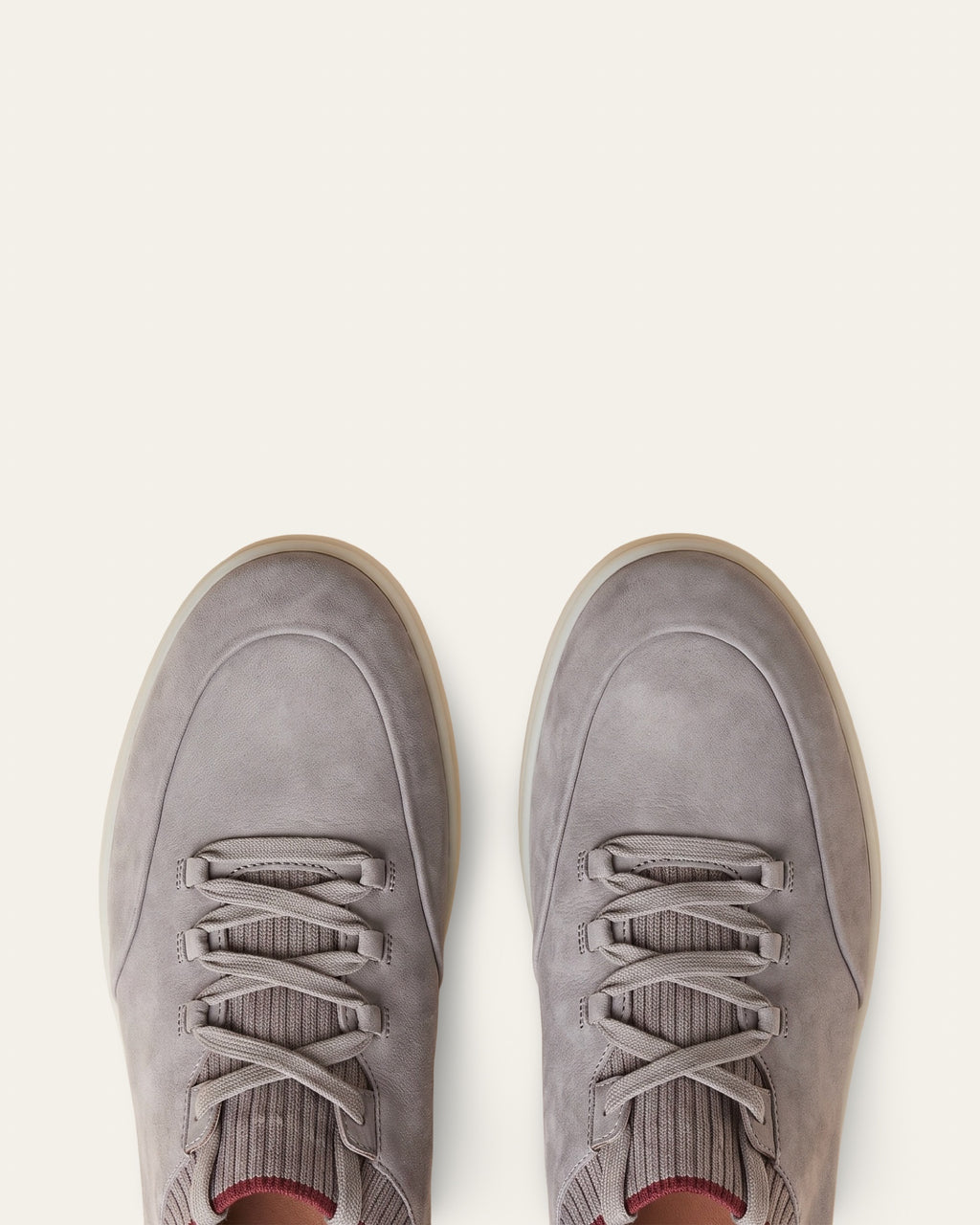 Nubuck Knit-Collar Sneaker — Grey — Shot 03
