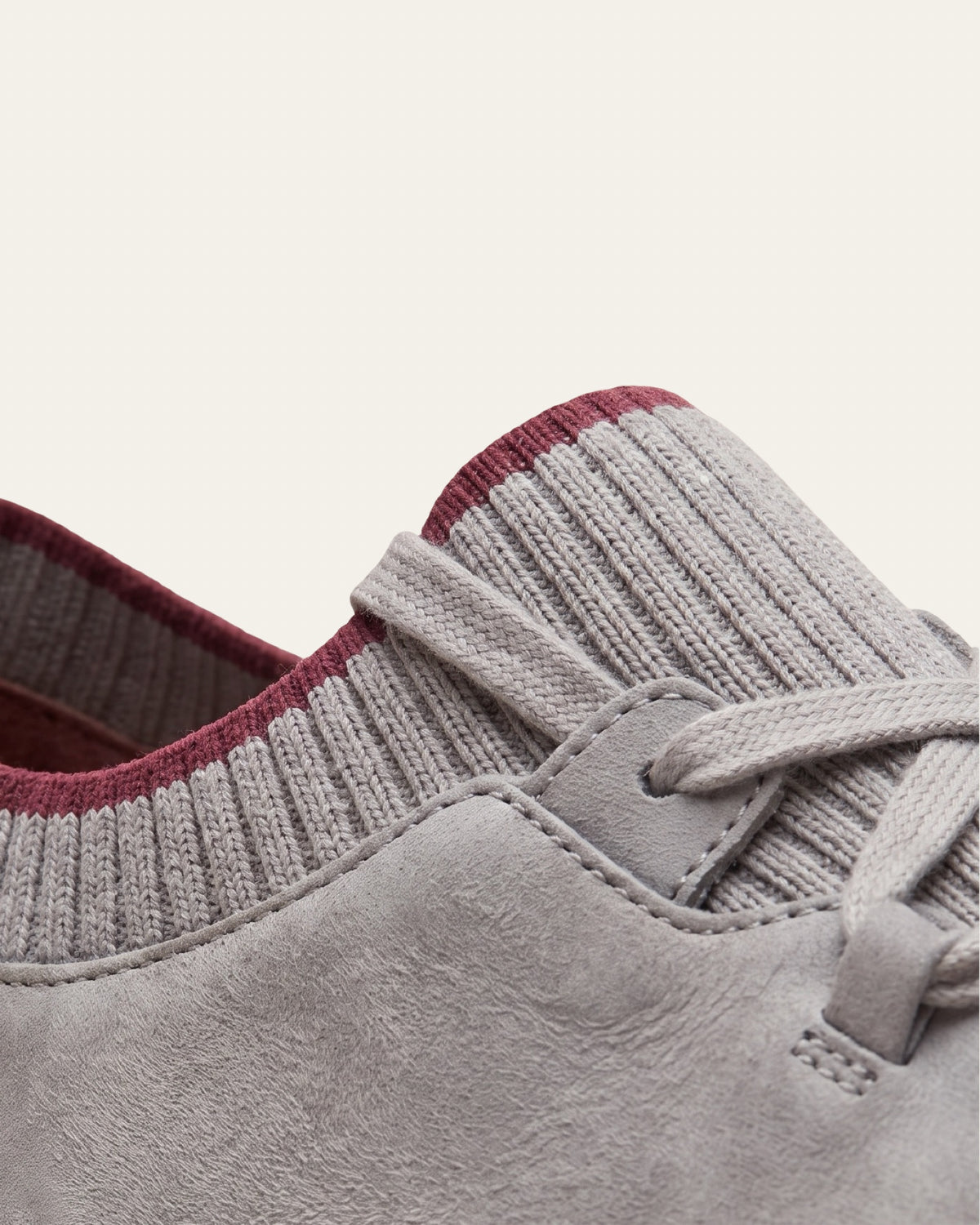 Nubuck Knit-Collar Sneaker — Grey — Shot 04