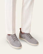 Nubuck Knit-Collar Sneaker — Grey — Shot 05