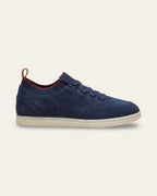 Nubuck Knit-Collar Sneaker — Navy — Shot 01