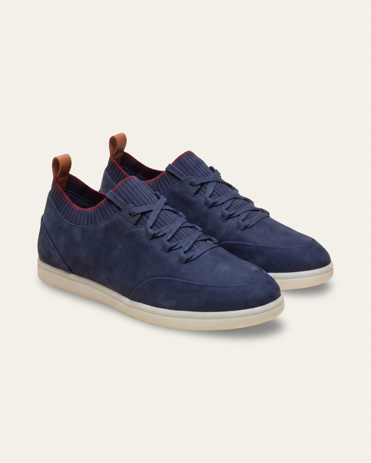 Nubuck Knit-Collar Sneaker — Navy — Shot 02