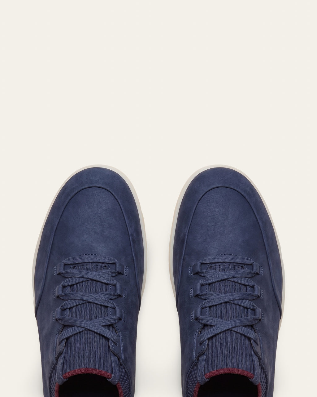 Nubuck Knit-Collar Sneaker — Navy — Shot 03
