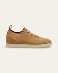 Nubuck Knit-Collar Sneaker — Tan — Shot 01