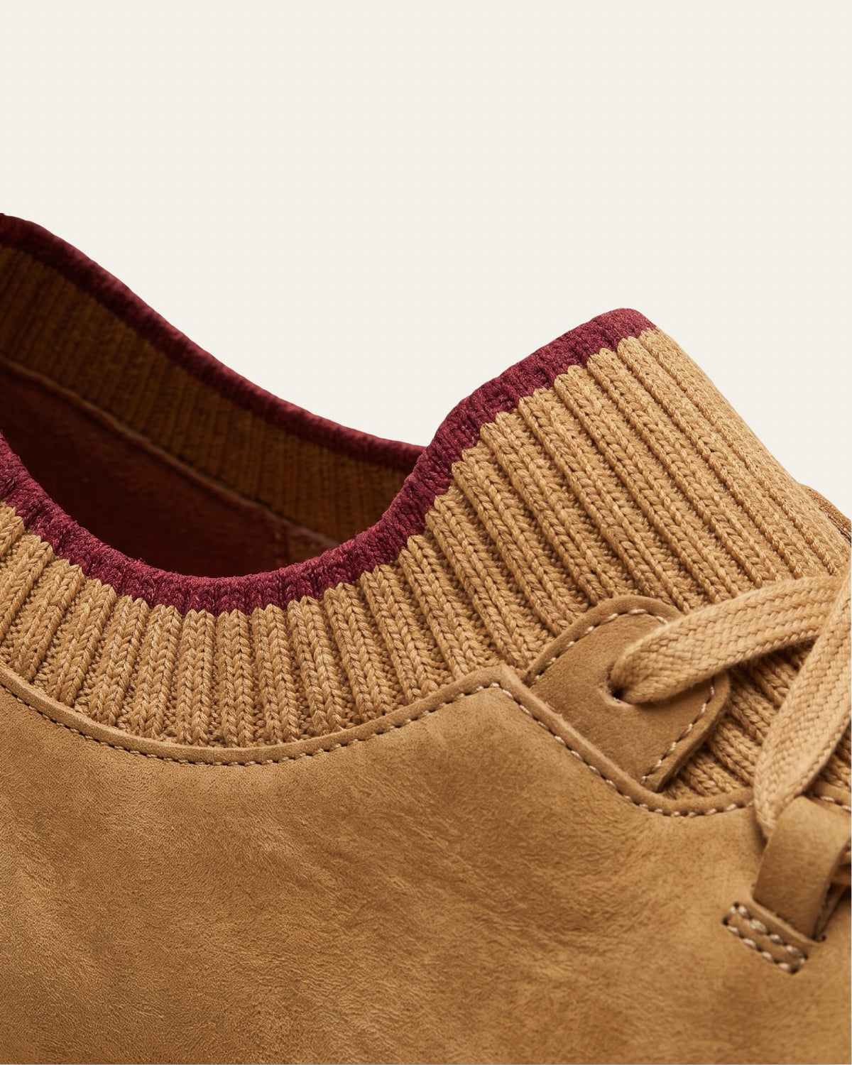 Nubuck Knit-Collar Sneaker — Tan — Shot 03