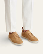 Nubuck Knit-Collar Sneaker — Tan — Shot 04