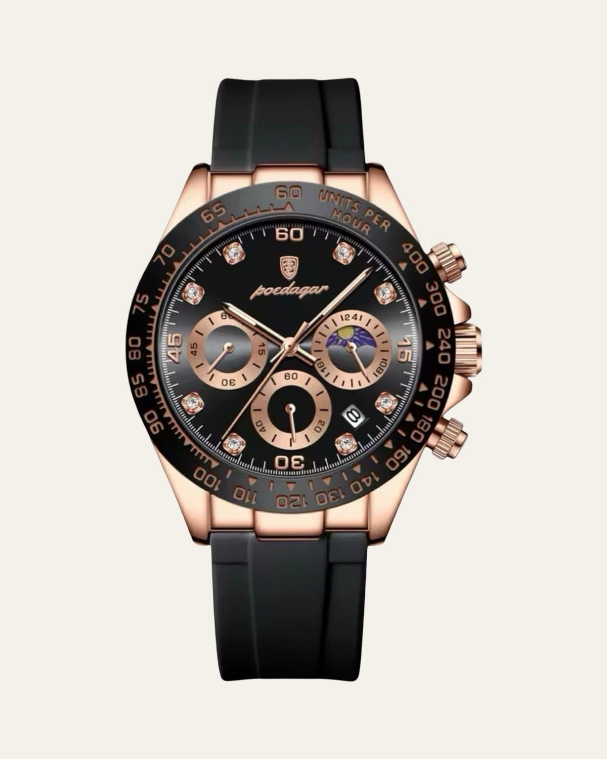 PRESTIGE — Chrono Signature Black-Black Rubber Strap — Shot 01