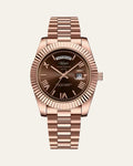 Prestige Fluted Bezel & Presidential Bracelet Watch Rose Gold — Shot 01
