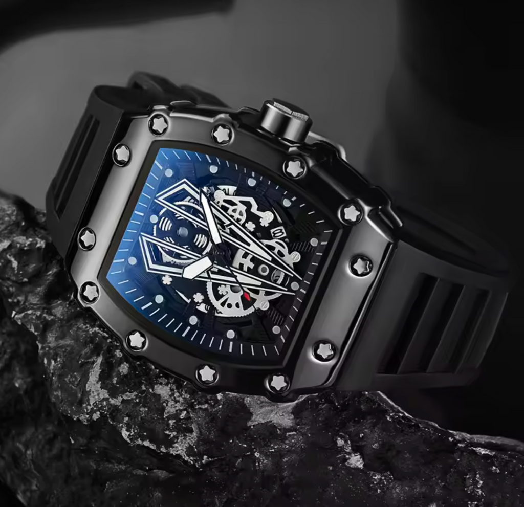 Valentier Genève Spectre S1 — Black Titanium Skeleton Tonneau Chronographe