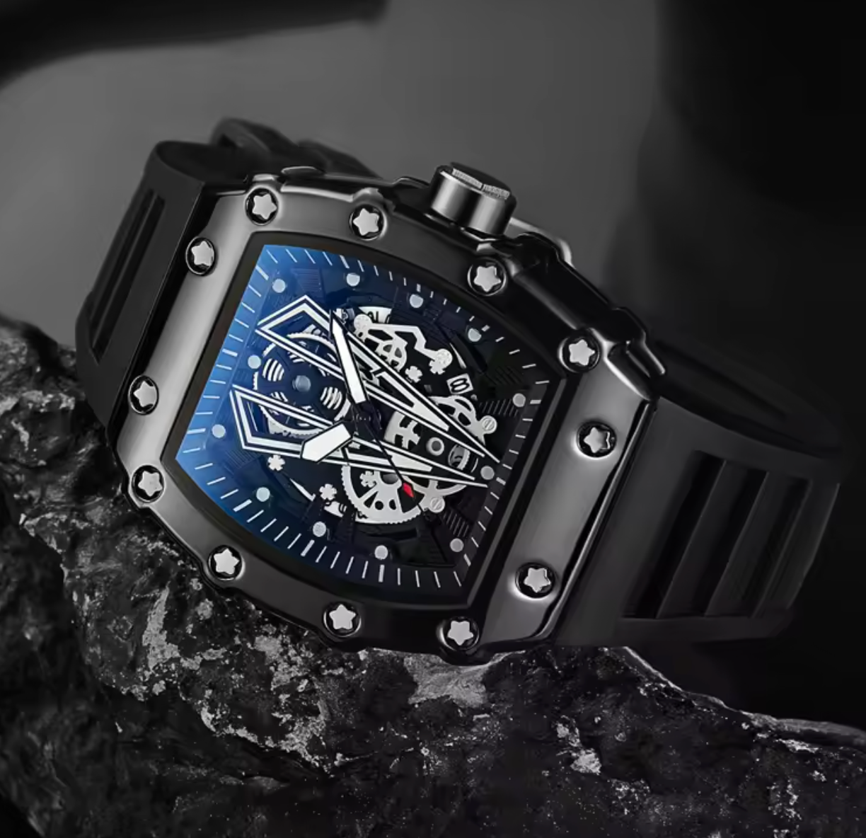Valentier Genève Spectre S1 — Black Titanium Skeleton Tonneau Chronographe