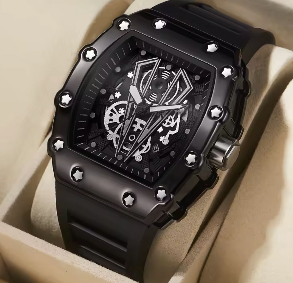 Valentier Genève Spectre S1 — Black Titanium Skeleton Tonneau Chronographe