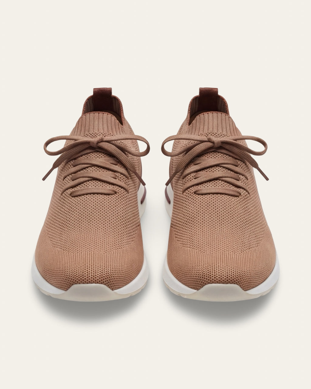 The Valerian — Laced Knit Sneakers Camel Brown — Shot 02