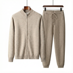 Merino Wool Knit Two-Piece Set Beige