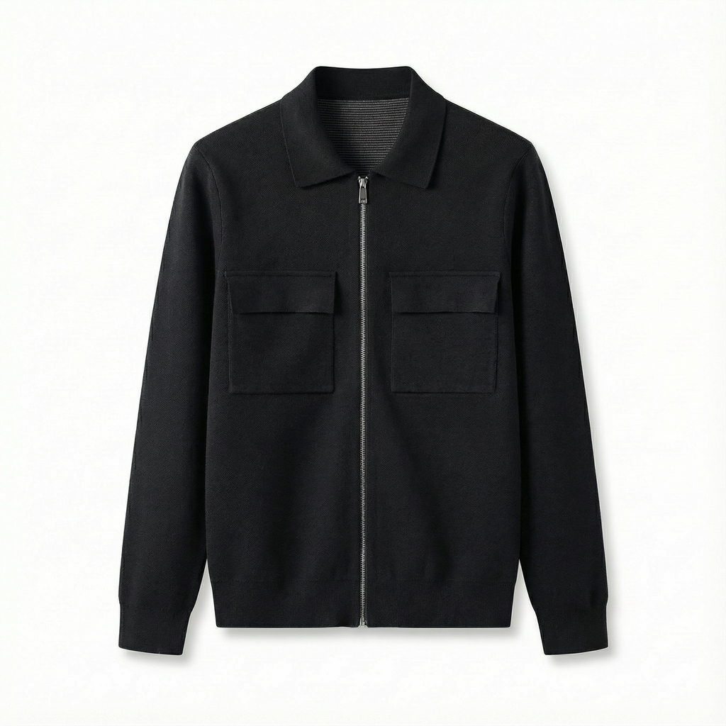 Merino Wool Zip Jacket Black
