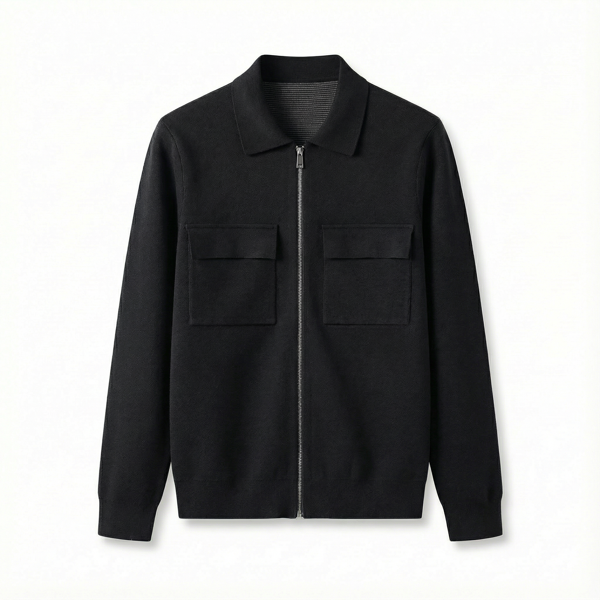 Merino Wool Zip Jacket Black